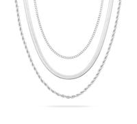 LUXYSODE Set di collane a strati da donna in argento Sterling 925: il set di gioielli in argento da 3 pezzi presenta collane a strati eleganti e delicate, che lo rendono un regalo perfetto alla moda