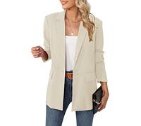 LUYAA Giacca blazer oversize da donna, casual, lavoro, ufficio, giacca con fodera e spalline, Albicocca, Large