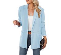 LUYAA Giacca blazer oversize da donna, casual, lavoro, ufficio, giacca con fodera e spalline, Azzurro chiaro, Medium