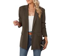 LUYAA Giacca blazer oversize da donna, casual, lavoro, ufficio, giacca con fodera e spalline, Caffè, XX-Large