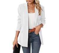 LUYAA Giacca oversize da donna, casual, da lavoro, da ufficio, con fodera e spalline, bianco, Medium