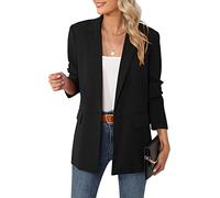 LUYAA Giacca oversize da donna, casual, da lavoro, da ufficio, con fodera e spalline, nero, Large