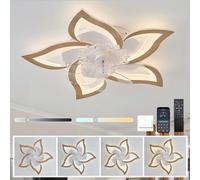 Luyaim 69CM Grana Di Legno Lampadario Ventilatore Con Telecomando Motore DC Reversibile 6 Velocità Plafoniera Con Ventilatore Camera Da Letto Soggiorno Dimmerabile Lampadari Con Ventilatore Design