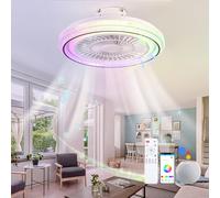 Luyaim Alexa RGB Lampadario Con Pale Ventilatore E Altoparlante Musicale Bluetooth Bambini Lampada A Led Con Ventilatore Da Soffitto Con Luce E Telecomando 6 Velocità Per Cameretta Soggiorno Festa