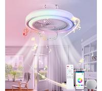 Luyaim Intelligente LED RGB Ventilatore Da Soffitto Con Luce E Telecomando E Alexa 6 Velocità Altoparlante Musicale Bluetooth Plafoniera Con Ventilatore Per Bambini Camera Soggiorno