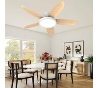 Luyaim Moderna Lampadario Ventilatore Con Telecomando Bambini Plafoniera Con Ventilatore Integrato Silenzioso LED Dimmerabile DC Reversibile 6 Velocità Per Cameretta Soggiorno-White Wood Grain-106CM
