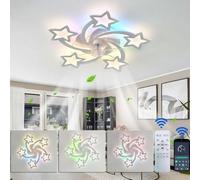 Luyaim RGB Bambini Ventilatore Da Soffitto Con Luce E Telecomando Silenzioso 69cm Dimmerabile LED Plafoniere Con Telecomando 6-velocita Inversione Senso Di Rotazione, Temporizzazione Ventola
