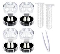 LUYANFX 4 Paia Halloween Denti da Vampiro Halloween Canini da Vampiro con 2 Tubo Adesivo per Pellet di Denti, Puntelli di Cosplay Halloween Costume da Festa per Bambini e Adulti (A)