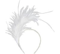 LUYANFX Copricapo Piume Cerchietto Carnevale per Donna Fascia di Capelli Anni 1920, Accessori per Capelli per Carnevale e Costume Cosplay (Bianco)