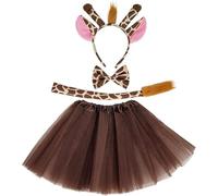 LUYANFX Costume Giraffa Bambina, Set di Costumi Giraffa con Cerchietti Orecchie da Giraffa Coda Papillon e Gonna Tutu, Accessori Costume Cosplay di Halloween Carnevale per Ragazze Donna