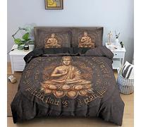 LUYAPOND Copripiumino Matrimoniale 260x240 Buddha, Set di Biancheria da Letto in Microfibra, 1 Piumone Matrimoniale 240x260 cm + 2 Federe 50x80 cm