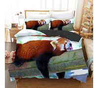LUYAPOND Copripiumino Singolo 155x220 Panda Rosso, Set di Biancheria da Letto in Microfibra, 1 Copri Piumino 155x220 cm + 2 Federe 50x80 cm