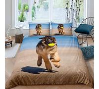 LUYAPOND Copripiumino Singolo 155x220 Pastore Tedesco, Set di Biancheria da Letto in Microfibra, 1 Copri Piumino 155x220 cm + 2 Federe 50x80 cm
