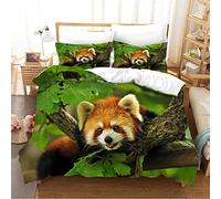 LUYAPOND Copripiumino Singolo Bambino Panda Rosso, Set di Biancheria da Letto in Microfibra, 1 Copri Piumino 135x200 cm + 1 Federe 50x80 cm