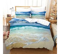 LUYAPOND Copripiumino Singolo Spiaggia Di Acqua Di Mare, Set di Biancheria da Letto in Microfibra, 1 Copri Piumino 135x200 cm + 1 Federe 50x80 cm