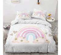 LUYAPOND Copripiumino Una Piazza e Mezza Arcobaleno, Set di Biancheria da Letto in Microfibra, 1 Copri Piumino 200x200 cm + 2 Federe 50x80 cm