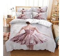 LUYAPOND Copripiumino Una Piazza e Mezza Ballerina Ballerina, Set di Biancheria da Letto in Microfibra, 1 Copri Piumino 200x200 cm + 2 Federe 50x80 cm