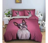 LUYAPOND Copripiumino Una Piazza e Mezza Boston Terrier, Set di Biancheria da Letto in Microfibra, 1 Copri Piumino 200x200 cm + 2 Federe 50x80 cm