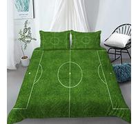 LUYAPOND Copripiumino Una Piazza e Mezza Campo Da Calcio Verde, Set di Biancheria da Letto in Microfibra, 1 Copri Piumino 200x200 cm + 2 Federe 50x80 cm