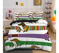 LUYAPOND Copripiumino Una Piazza e Mezza Dachshund Animali Dei Cartoni Animati, Set di Biancheria da Letto in Microfibra, 1 CopriPiumino 200x200 cm + 2 Federe 50x80 cm