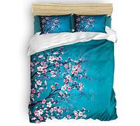 LUYAPOND Copripiumino Una Piazza e Mezza Fiori Di Ciliegio, Set di Biancheria da Letto in Microfibra, 1 Copri Piumino 200x200 cm + 2 Federe 50x80 cm