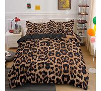 LUYAPOND Copripiumino Una Piazza e Mezza Leopardo, Set di Biancheria da Letto in Microfibra, 1 Copri Piumino 200x200 cm + 2 Federe 50x80 cm