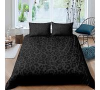 LUYAPOND Copripiumino Una Piazza e Mezza Stampa Leopardata Nera, Set di Biancheria da Letto in Microfibra, 1 Copri Piumino 200x200 cm + 2 Federe 50x80 cm