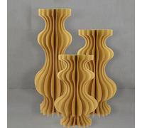 LUYAYW Supporti for cilindri for Feste, 3 colonne Pieghevoli in Cartone, piedistallo, tavoli cilindrici for Feste, Matrimoni, Compleanni, Decorazione for Dolci(Beige Gold,Diameter 30cm 3pcs Set)