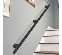 Luyckfrazy Corrimano per Scale per pareti 2 m, 2,5 m e 5 m, Moderno corrimano di Sicurezza per Scale Interne ed Esterne, Asta di Supporto per corridoio soppalco, in Ferro battuto Nero.(100cm)