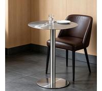 Luyckfrazy Modern Stainless Steel Round Dining Table, Small Bar Table for Cafe, Home, Dining Room，Bar Pub, Tables 15.75/31.5-Inch Top, 29.13/41.34-Inch Height Sizes(50x50x75cm)