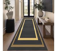 Luyckfrazy Tappeto passatoia per corridoio Nero Oro 1,5 m 2,5 m 3 m 4 m 5 m 6 m Tappeti Stretti Molto Lunghi per corridoio, tappeti Antiscivolo per Cucina, ingressi, zerbini(60×400cm)