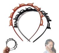 LUYJWZN Butterfly Clip Headband For Women, Curly Hair Clip Headband Weave Bangs Set, Headbands Bangs Professional Weave Toothed For Women Hair Hairstyle Plait (Black + Brown, One size)