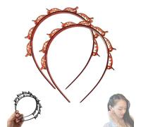 LUYJWZN Butterfly Clip Headband For Women, Curly Hair Clip Headband Weave Bangs Set, Headbands Bangs Professional Weave Toothed For Women Hair Hairstyle Plait (Brown 2pcs, One size)