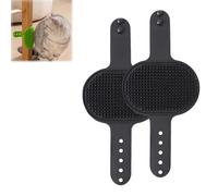 LUYJWZN Silicone Grooming Strap Pad for Cats, 2-in-1 Cat Self Groomer, Adjustable Silicone Pet Grooming Tool, Soft Pet Face Scratcher Rubber Massager for Cats & Dogs (2pcs-Black)