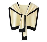 LUYJWZN Women's Colorblock Shawl, Soft Stylish Striped Knitted Cashmere Shoulder Top, Travel Casual Wraps and Scarf Cape (Beige)