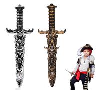 LuyoNova 2 Pezzi Spada Giocattolo Pugnale Pirata, Spada Giocattolo in Plastica, Coltello Finto Non Affilato Spada Pirata,per Oggetti di Scena Costume Pirata Festa Pirata Antico Dorato