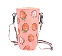 LUYSGBXR Borsa per bottiglia d'acqua da viaggio Borsa portatile per bottiglia d'acqua Borsa a tracolla Semplice tinta unita Protezione per tazza in tela Manicotto protettivo con cinturino