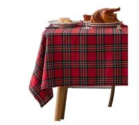 LUYSGBXR Christmas Checkered Tablecloth Rectangular/Round Buffalo Plaid Cotton Table Decorations Winter Washable For Kitchen Dining Decor(Red small,140x300cm rectangle)