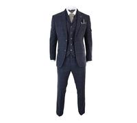 LUYSGBXR Completo da Uomo a Quadri con Giacca, Gilet e Pantaloni a Due Bottoni(Blue,S)