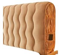 LUYSGBXR Plain Thicken Velvet Headboard Cover Double Bed, Queen Size, 180cm, Quilted, Full Coverage With Pocket, Soft Warm(Coffee,150x70cm 59x27.5 in.)