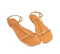 LUYSGBXR Sandali da donna con pizzo quadrato sandali estivi per le donne infradito Square Toe sandali da spiaggia scarpe da donna sandali piatti donna, marrone, 38 EU