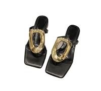 LUYSGBXR Sandali Da Donna Con Punta Quadrata Ciabatte da donna, infradito, casual, da spiaggia, da esterno, da donna(Black,35)