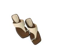LUYSGBXR Sandali Da Donna Con Punta Quadrata Ciabatte estive con zeppa e tacco, infradito, comode, da esterno, con punta a clip, da donna, da spiaggia(Beige,38)