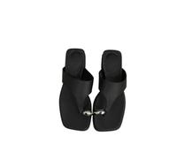 LUYSGBXR Sandali Da Donna Con Punta Quadrata Ciabatte estive con zeppa e tacco, infradito, comode, da esterno, con punta a clip, da donna, da spiaggia(Black,36)