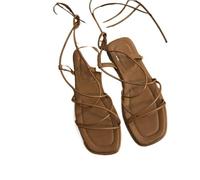 LUYSGBXR Sandali Da Donna Con Punta Quadrata Ciabatte estive da donna, sandali con punta stretta e quadrata, sandali infradito con cinturino incrociato, scarpe da donna(Brown,40)