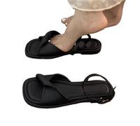 LUYSGBXR Sandali Da Donna Con Punta Quadrata Sandali piatti con punta quadrata, pantofole da donna, scarpe casual, scarpe comode da donna, infradito, ciabatte(Black,40)