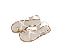 LUYSGBXR Sandali Da Donna Con Punta Quadrata Sandali piatti da donna, ciabatte, scarpe con plateau, infradito da donna(White,38)