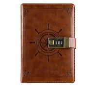 LuysmengEU Quaderno B6 con password, ispessimento, for donna, con cancelleria, diario, manuale di lavoro, affari, scrittura, schede di carta, diario personale(Brown)
