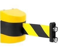 LuysmengEU Retractable Wall Mount Crowd Control Barrier, Yellow & Black Diagonal Warning Webbing Belt, Safety Queue Line Divider for Indoor Outdoor Hazard Area(5m/16.4ft)