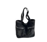 LUYYBDBG Borsa a Spalla Tracolla Multitasche in Denim Lavato Casual alla Moda, per Pendolari Mamma Moda-Nero